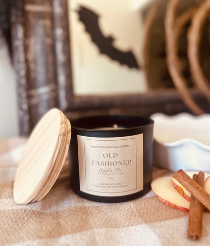 17OZ OLD FASHIONED APPLE PIE SOY WAX MATTE BLACK CANDLE