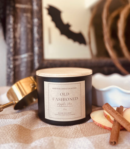 17OZ OLD FASHIONED APPLE PIE SOY WAX MATTE BLACK CANDLE